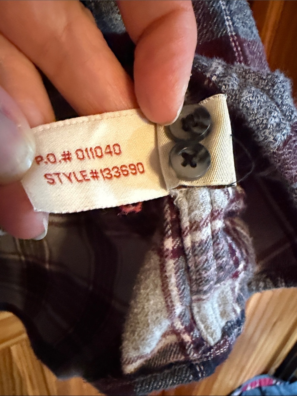 Men's Zip-Front Plaid Shirt Jacket in Gray and Burgundy - Picture 6 of 7